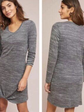 Anthropologie Dolan 3/4 Sleeve Stretch Jersey Knit Keyhole Mini Dress Petite XS